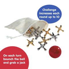 Old Fashioned Metal Jacks &amp; Rubber Ball Game, Novelty &amp; Gag To